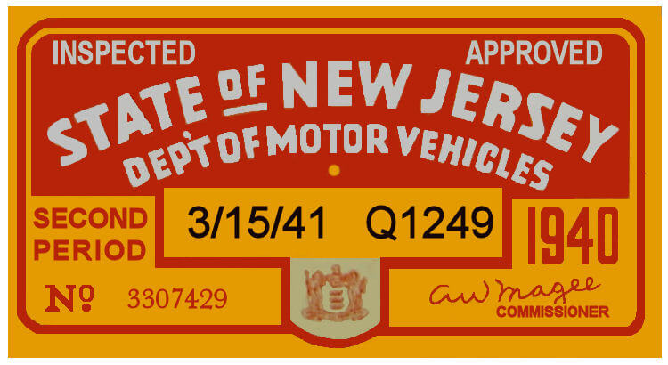 (image for) 1940 2nd Period New Jersey Inspection sticker